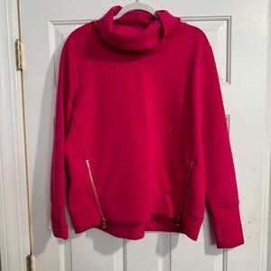 Addison Bay Hot Pink Cowl Neck Sweater with Gold Zippers
